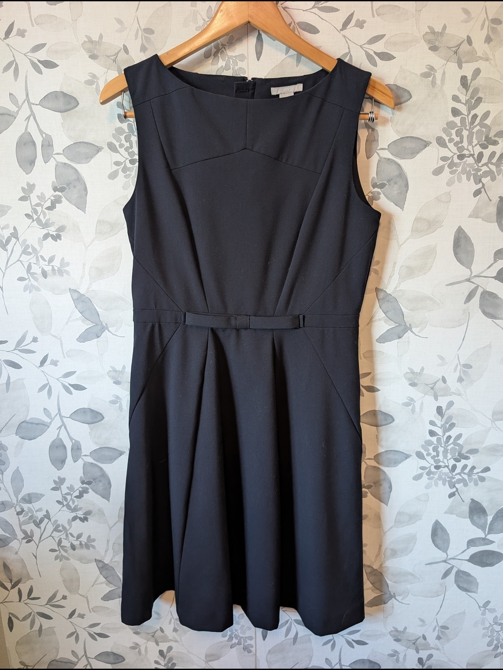 H&M Classic Navy Blue Dress with Waist Bow